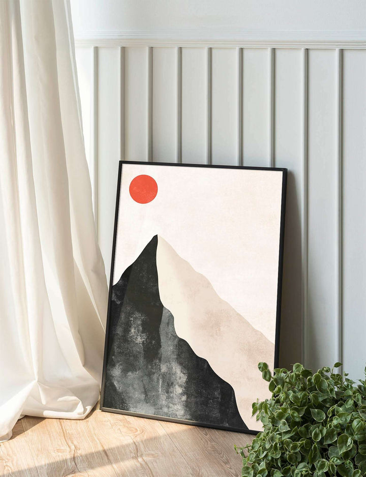 Serene Peaks: Minimalist Mountain Sunrise