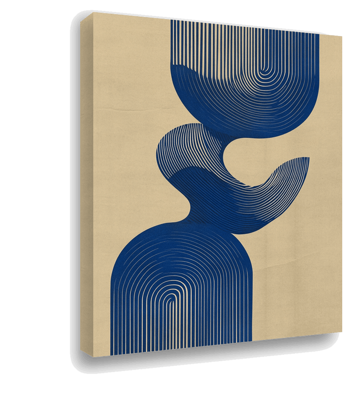 Retro Fluidity: Blue and Beige Geometric