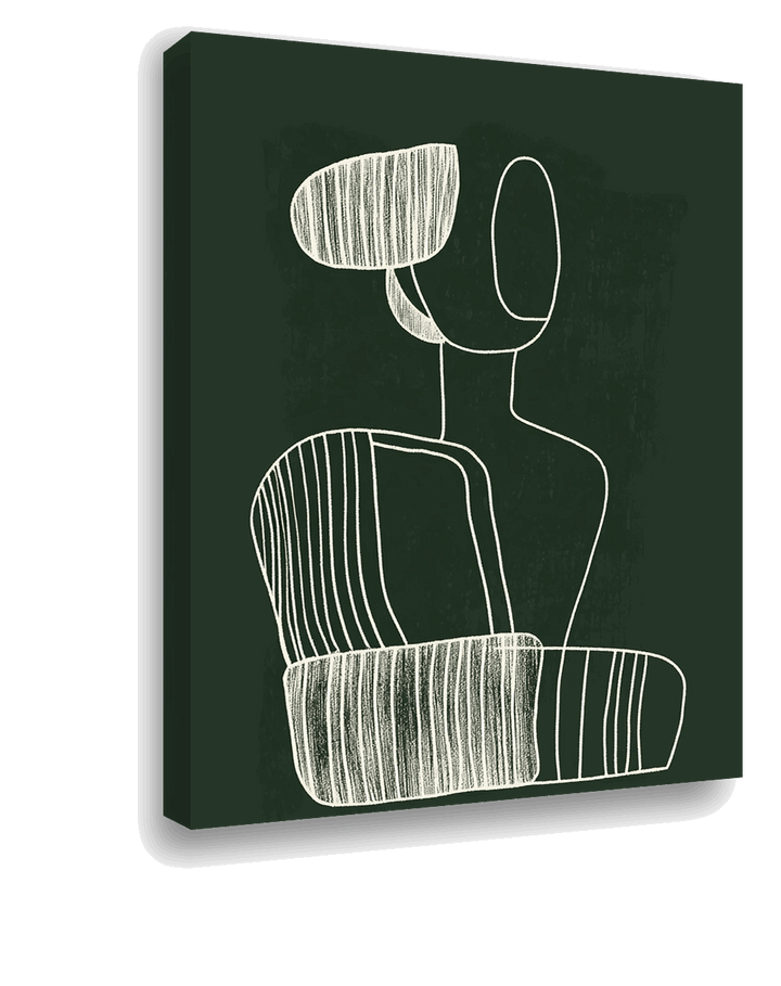 Minimalist Line Art of Woman with Chair