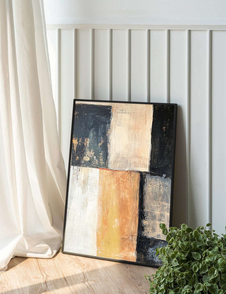 Timeless Blocks: Rustic Elegance in Black and Beige