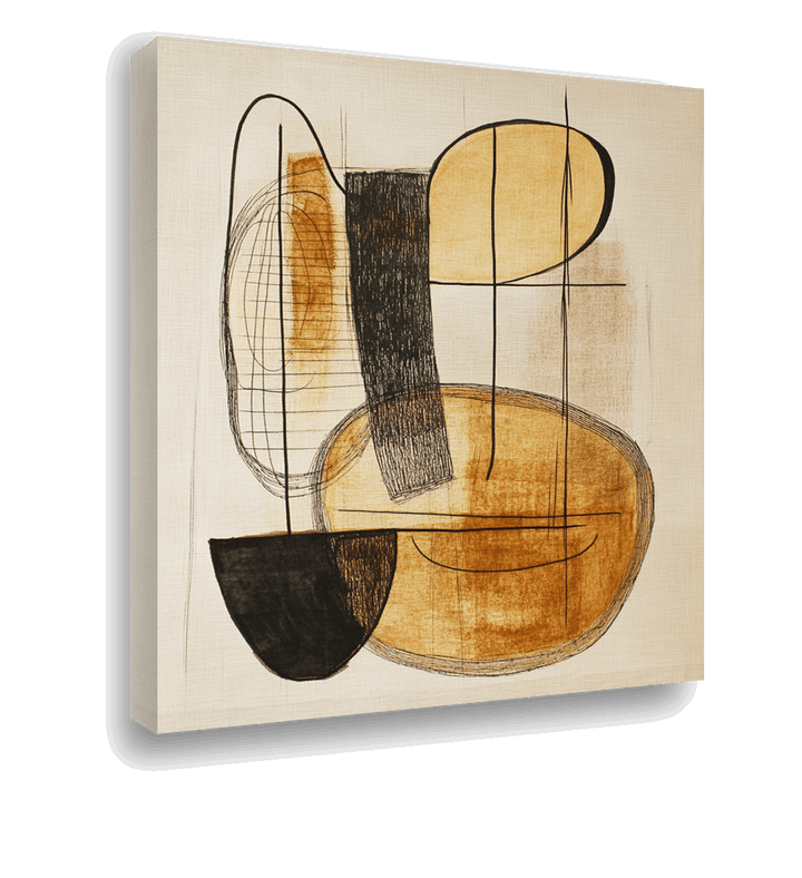 Harmonious Balance: Abstract Shapes in Cream and Yellow