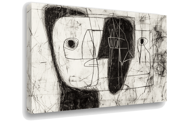 Dual Perspectives: Black and White Abstract Faces in Picasso's Style