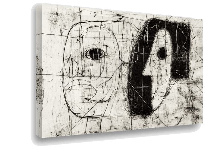 Monochrome Visions: Dual Faces in Picasso's Cubist Style