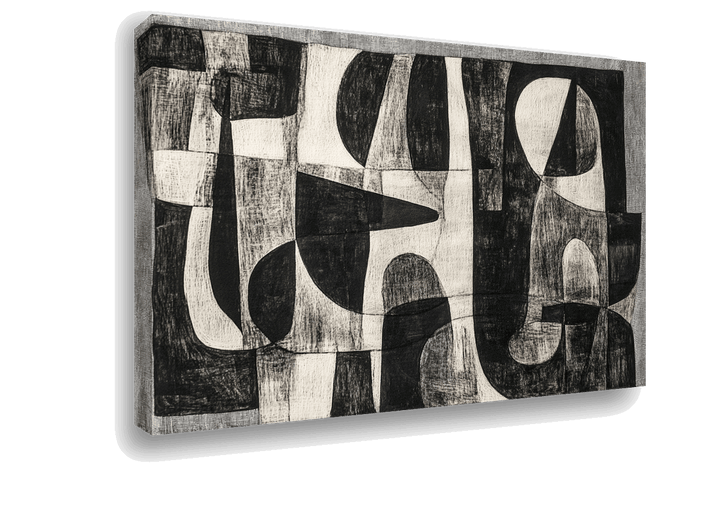 Typographic Abstraction: Bold Lettered Canvas Art in Monochrome