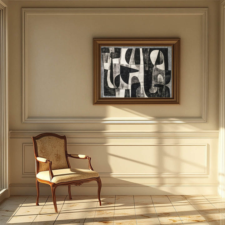 Typographic Abstraction: Bold Lettered Canvas Art in Monochrome