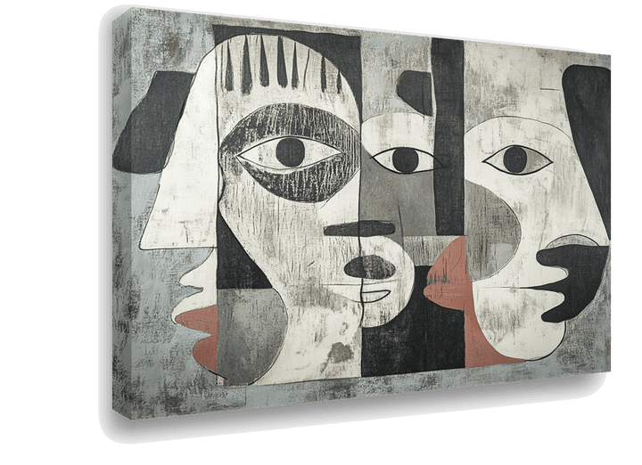 Cubist Faces: A Minimalist Abstract Expression Picasso Inspired