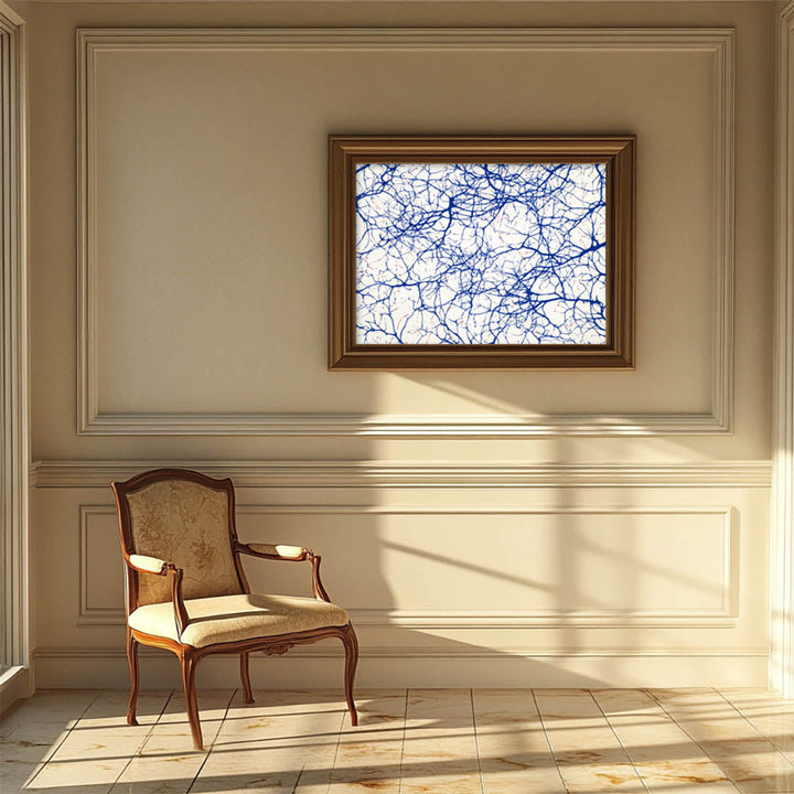 Neural Connection: Blue and Red on White