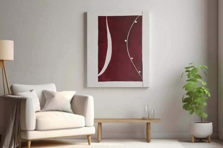 Crimson Harmony: A Minimalist Abstract Design in Burgundy and Cream