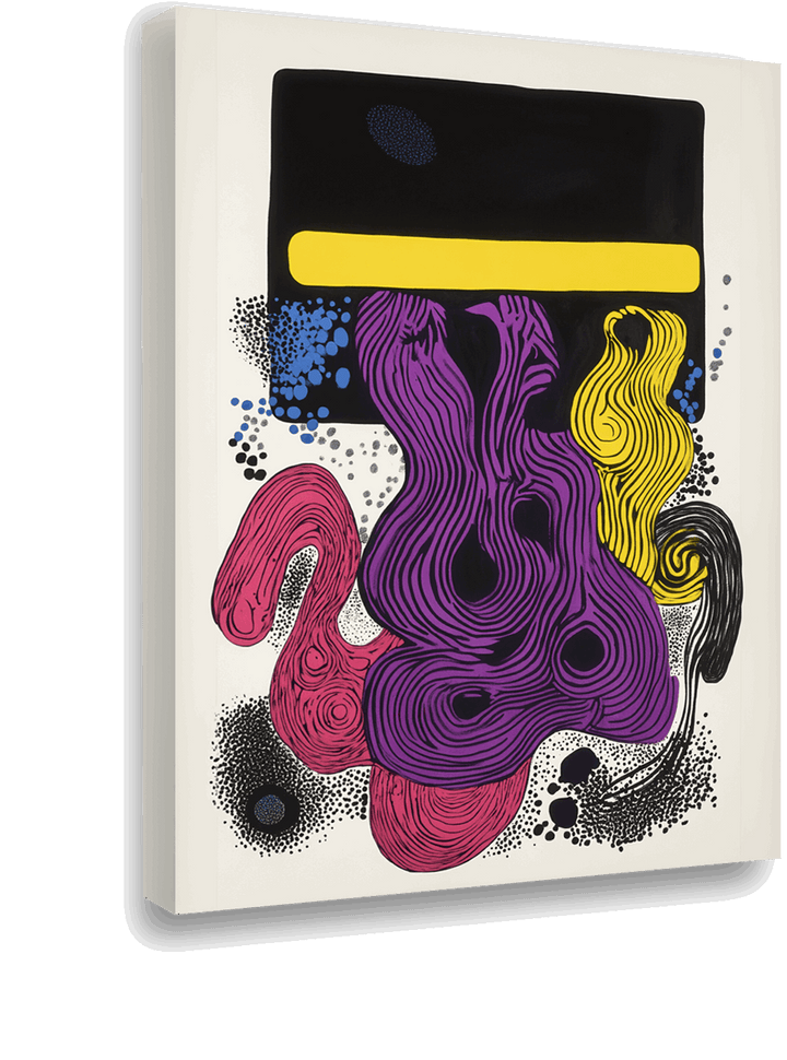 Vibrant Expression: Abstract Digital Art with Retro-Futuristic Shapes