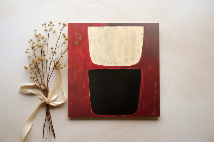 Minimalist Cup: Abstract Geometry in Red, Black, and White