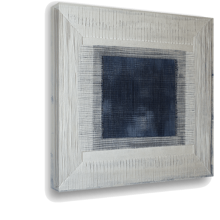 Textured Elegance: Woven Abstract with Blue and Black Composition