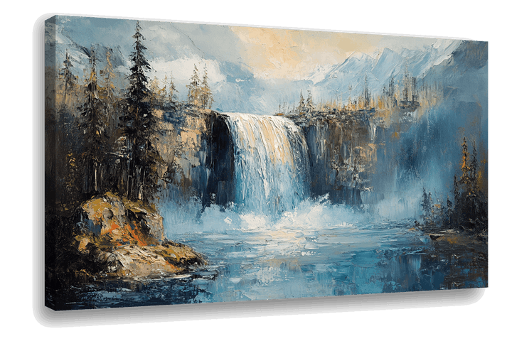 Ethereal Falls: Impressionist Waterfall and Forest