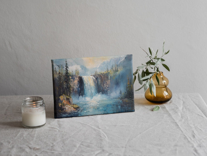 Ethereal Falls: Impressionist Waterfall and Forest