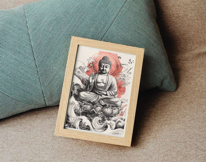 Tranquil Spirit: Buddha with Red Sun and Lotus Robe
