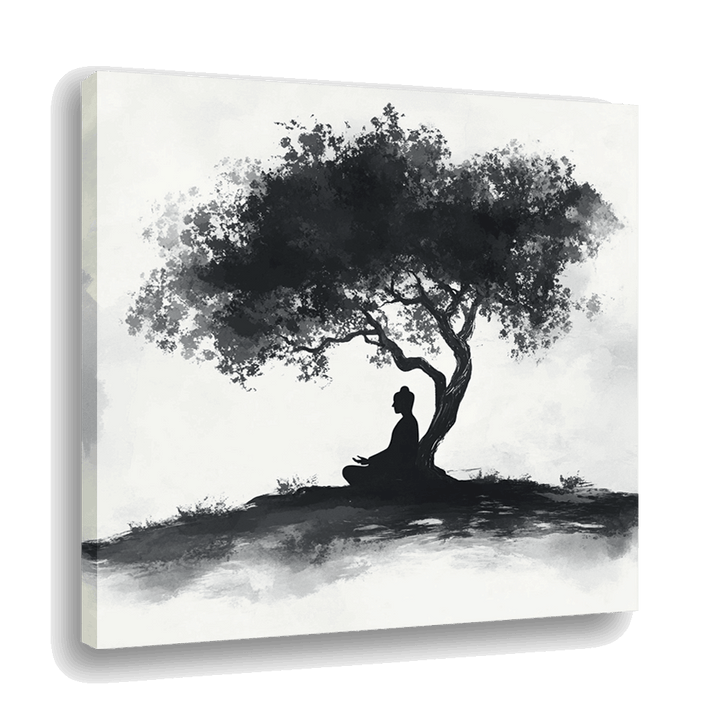 Silent Reflection: Buddha Under the Olive Tree