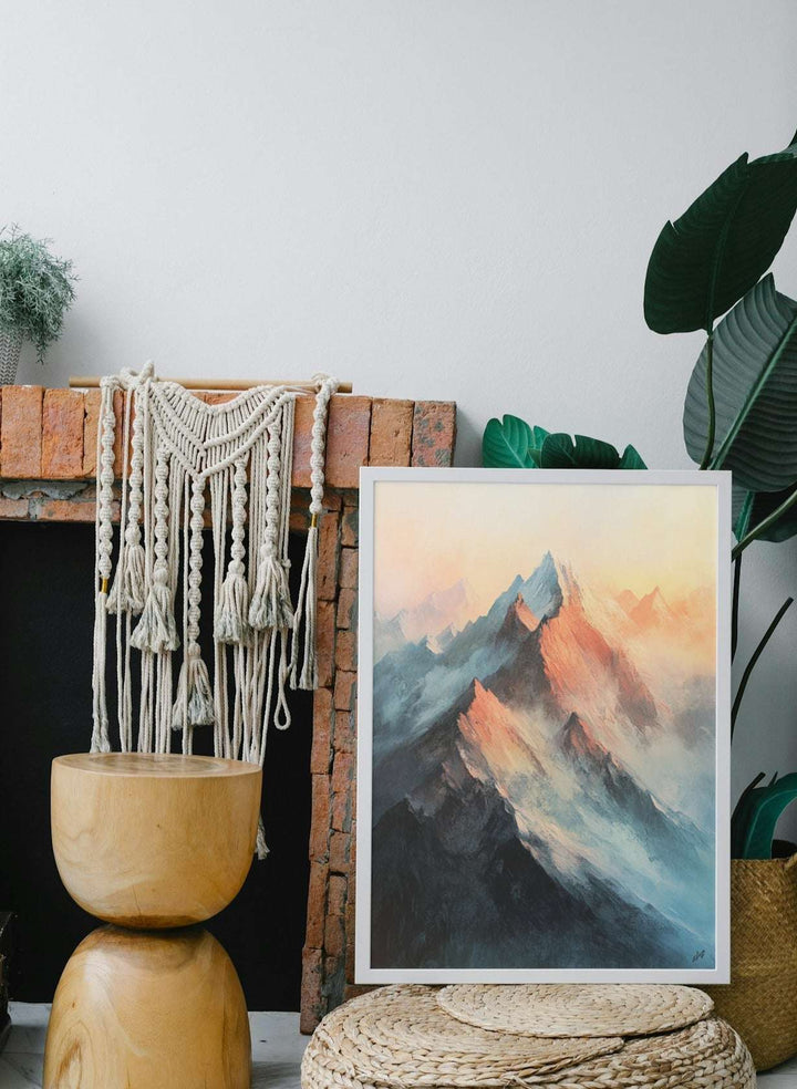 Sunset Serenity: Watercolor Mountain Landscape