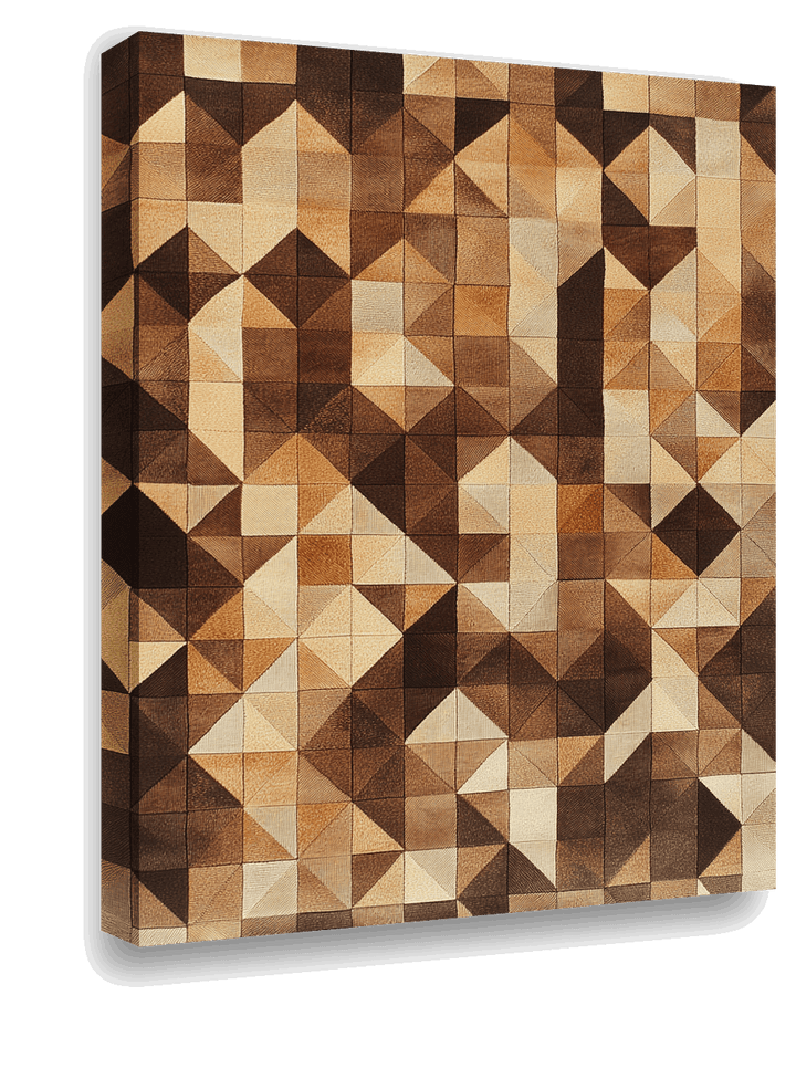 Luxury Wool Weave: Geometric Brown and Beige Artwork