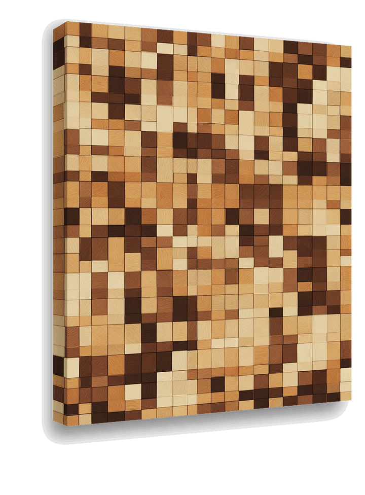 Pixelated Wooden Block Wall: Minecraft-Inspired Architectural Art