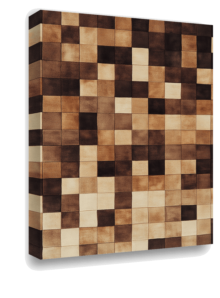 Vintage Checkered Wall: Hyper-Realistic Brown and Beige Art