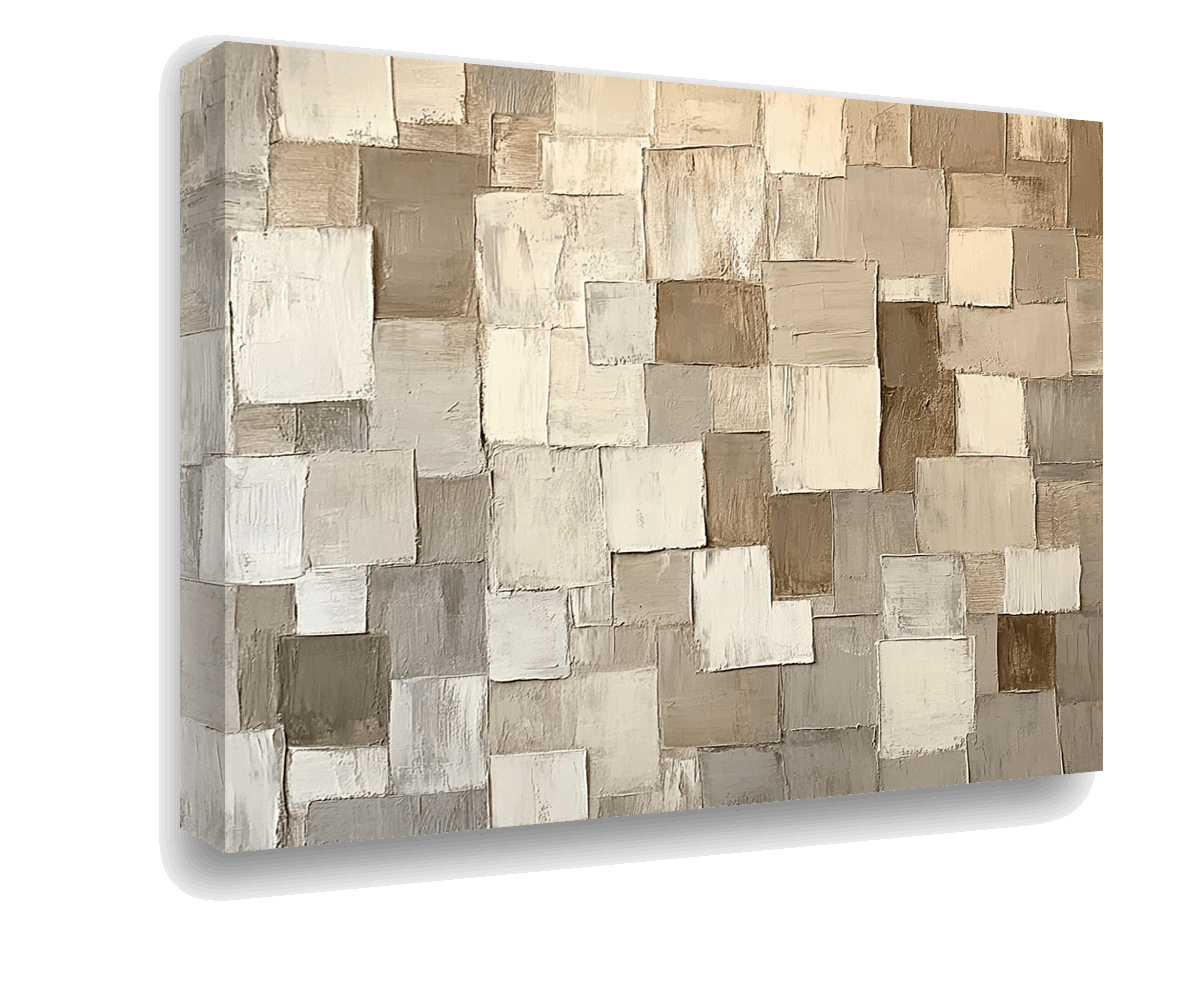 Neutral Mosaic: Abstract Square Composition