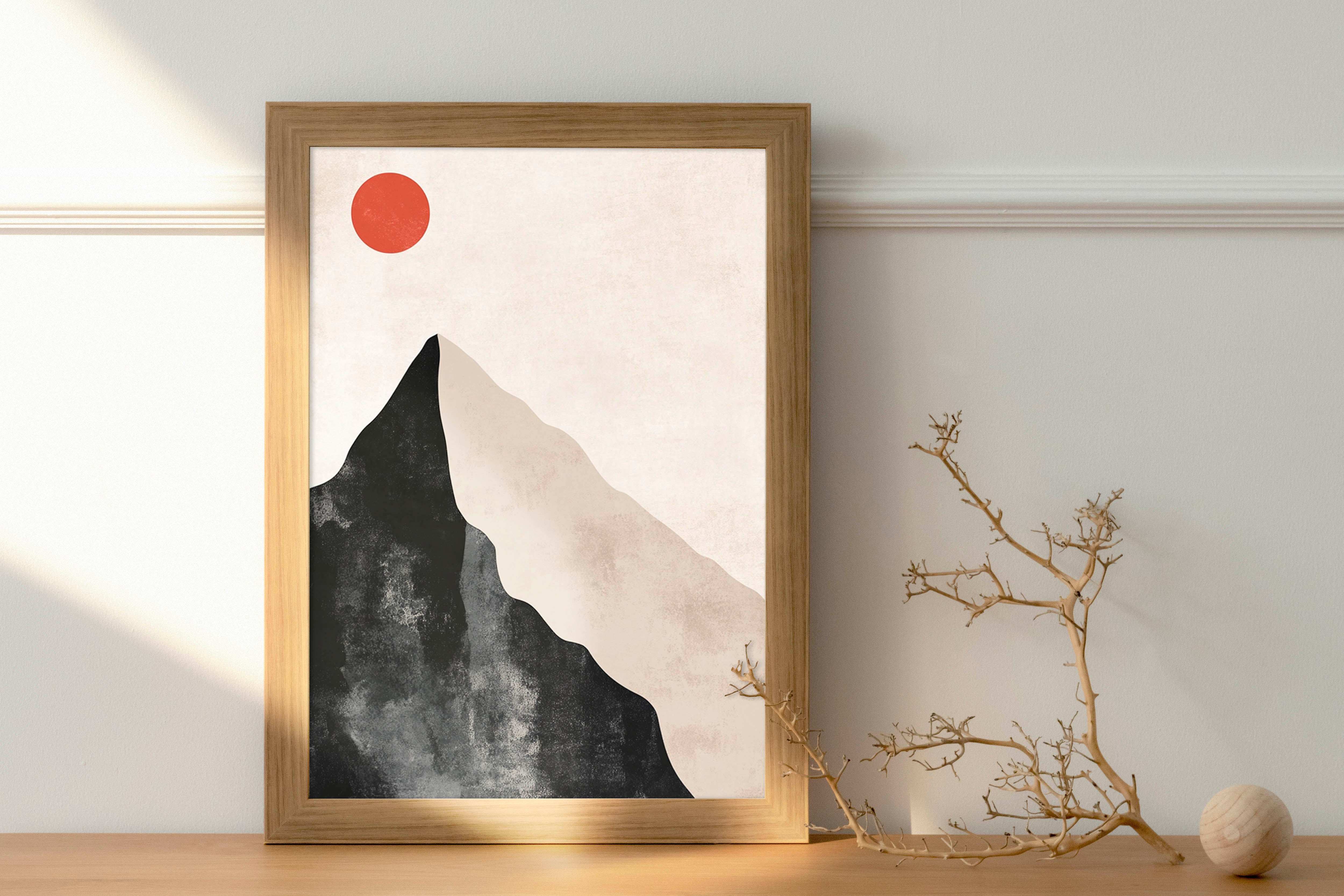 Serene Peaks: Minimalist Mountain Sunrise