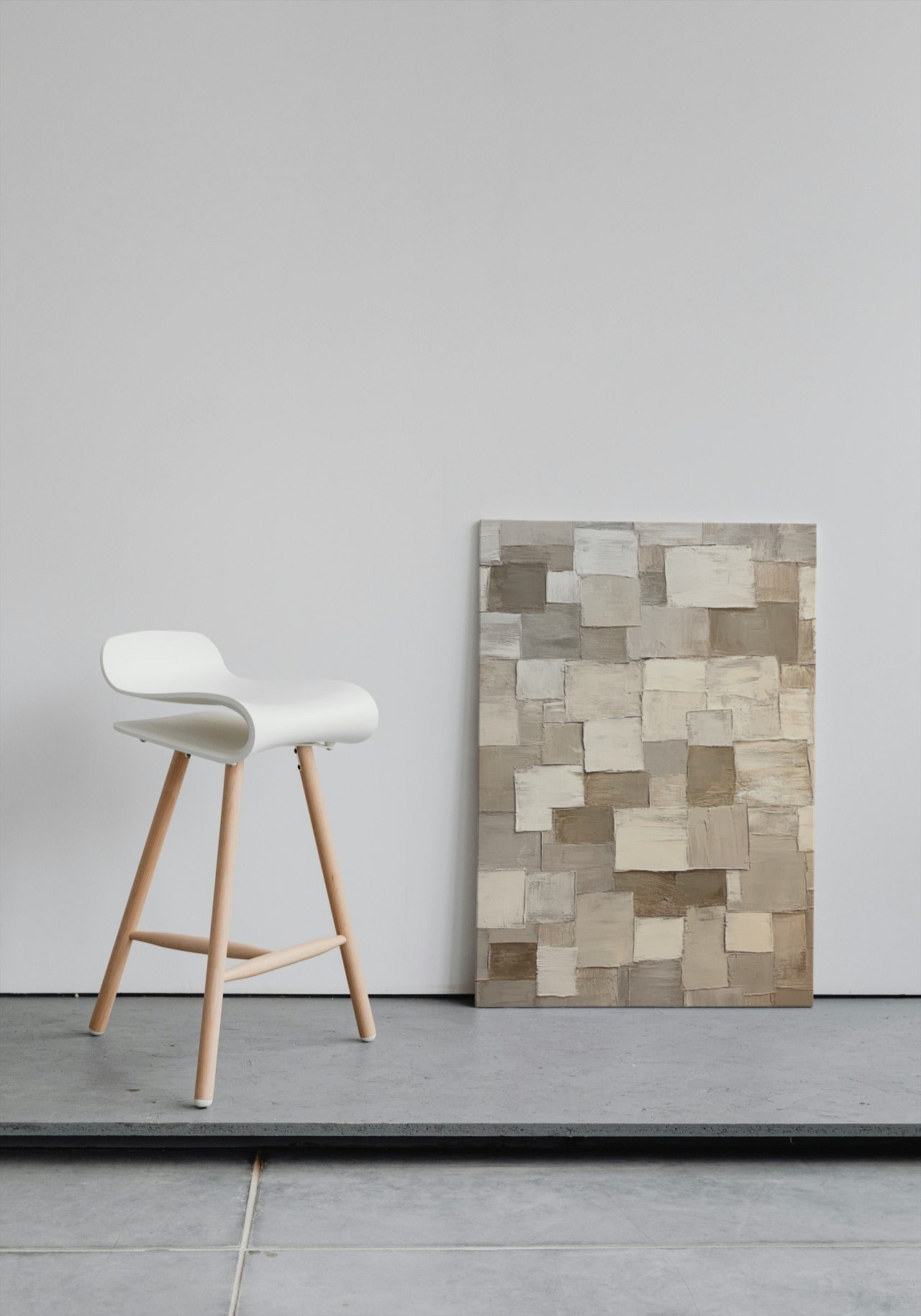 Neutral Mosaic: Abstract Square Composition