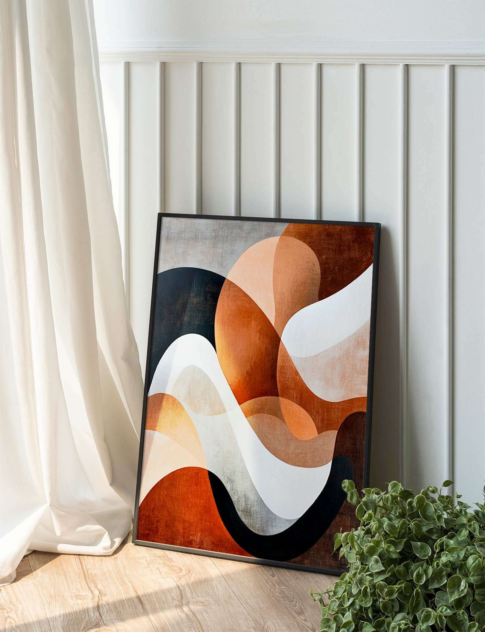 Boho Harmony: Abstract Shapes in Earth Tones