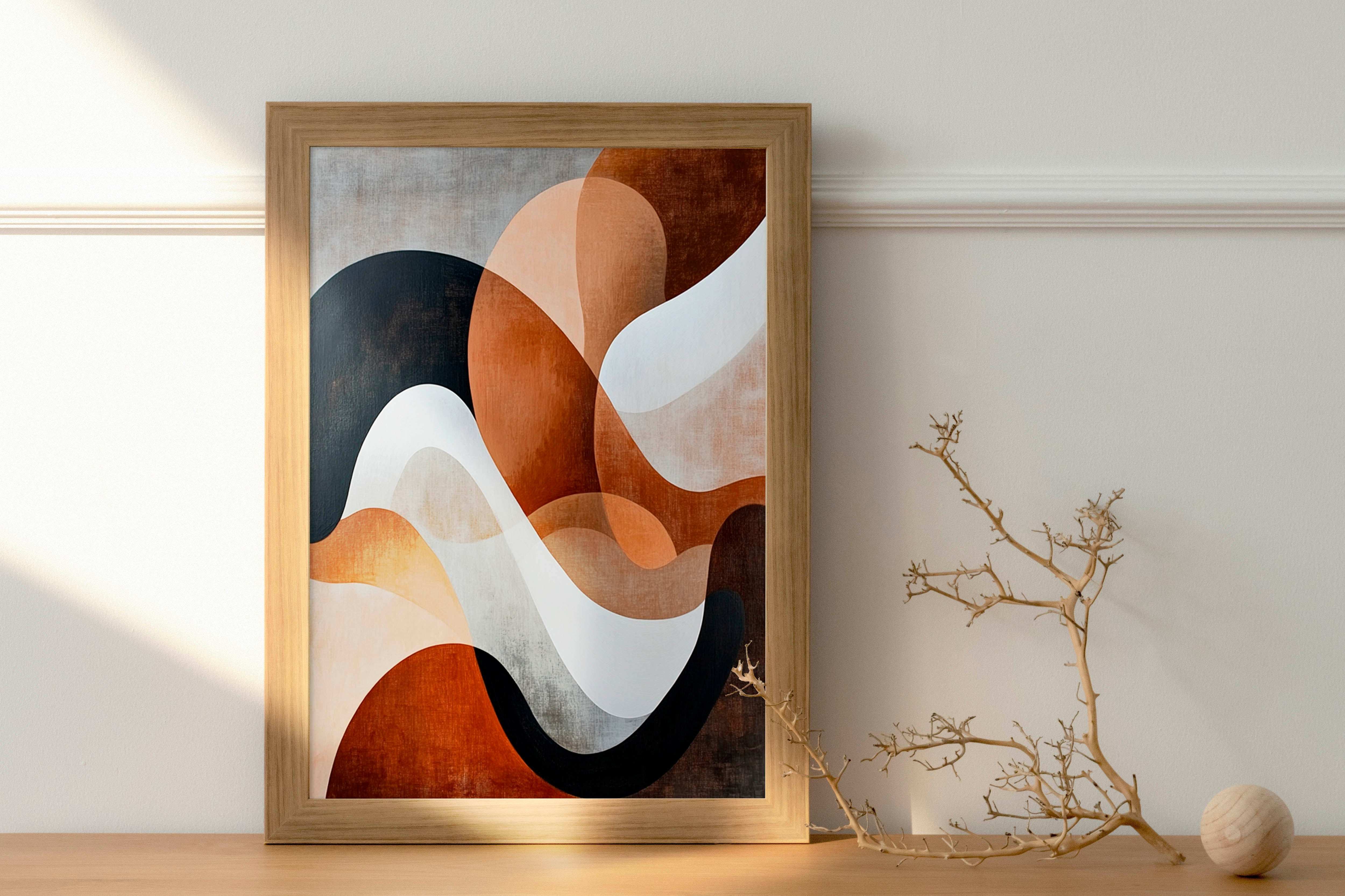 Boho Harmony: Abstract Shapes in Earth Tones