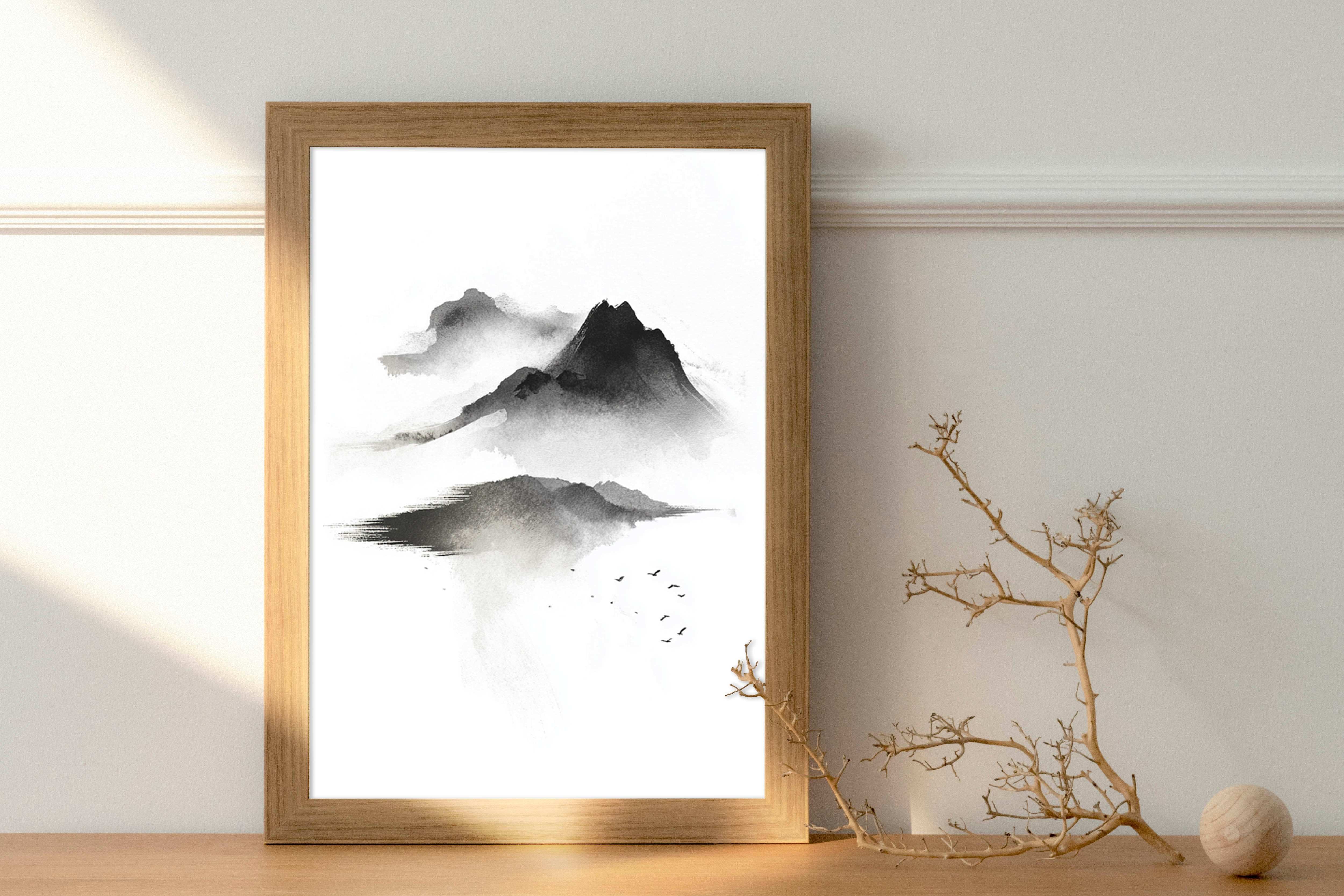Whispers of Nature: Minimalist Mountain Landscape