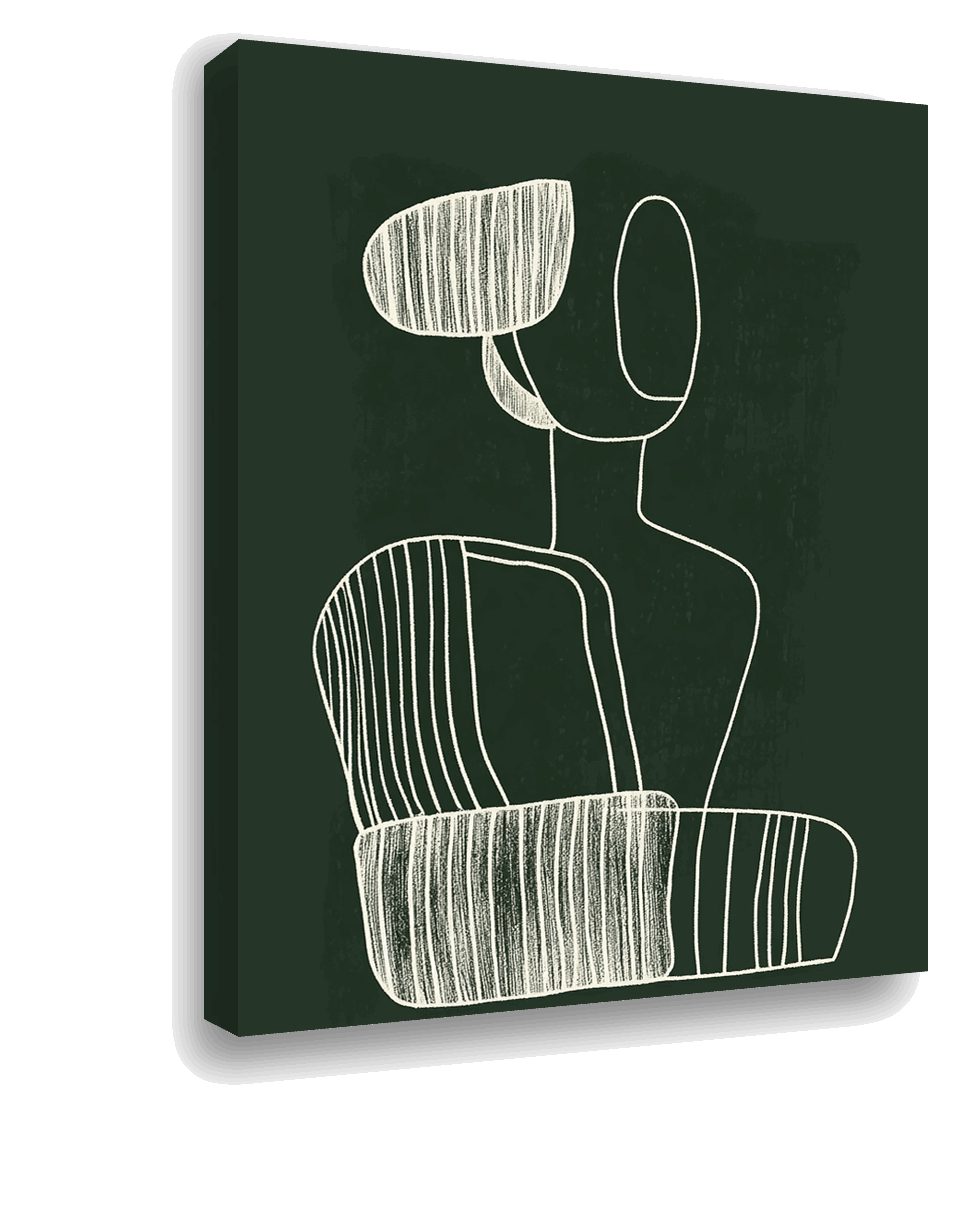 Minimalist Line Art of Woman with Chair