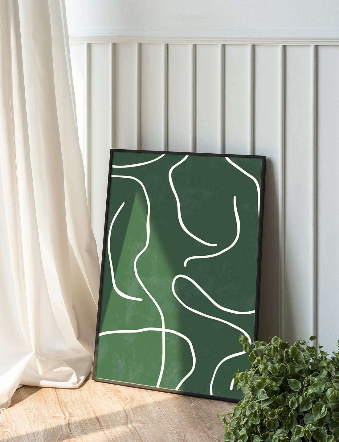 Organic Whispers: Minimalist Line Art in Green