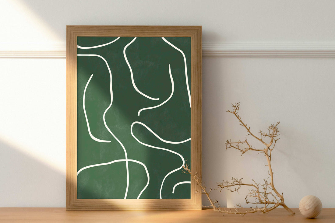 Organic Whispers: Minimalist Line Art in Green
