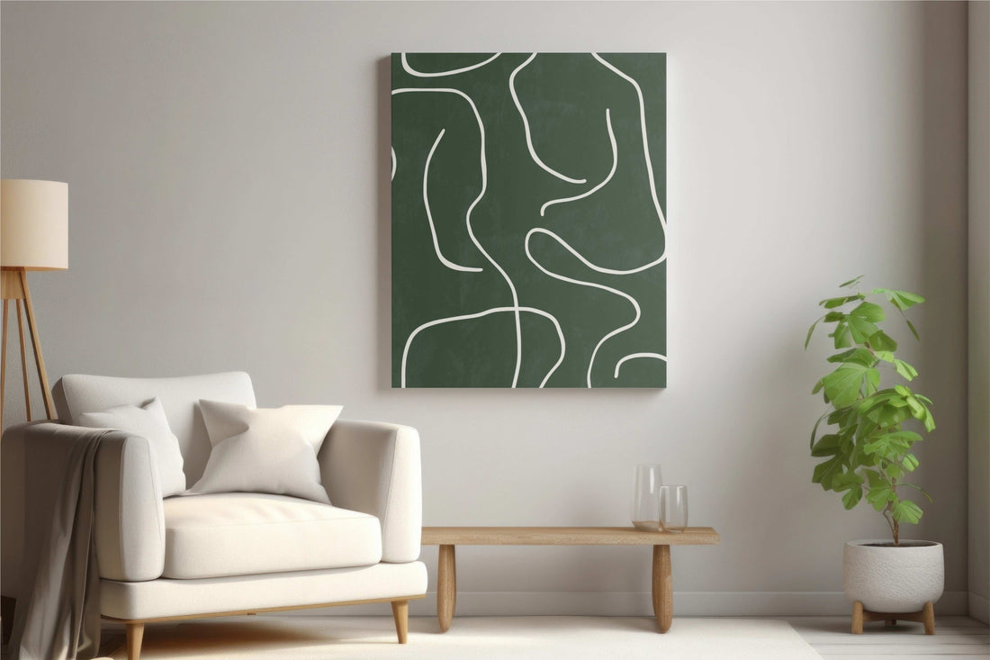 Organic Whispers: Minimalist Line Art in Green