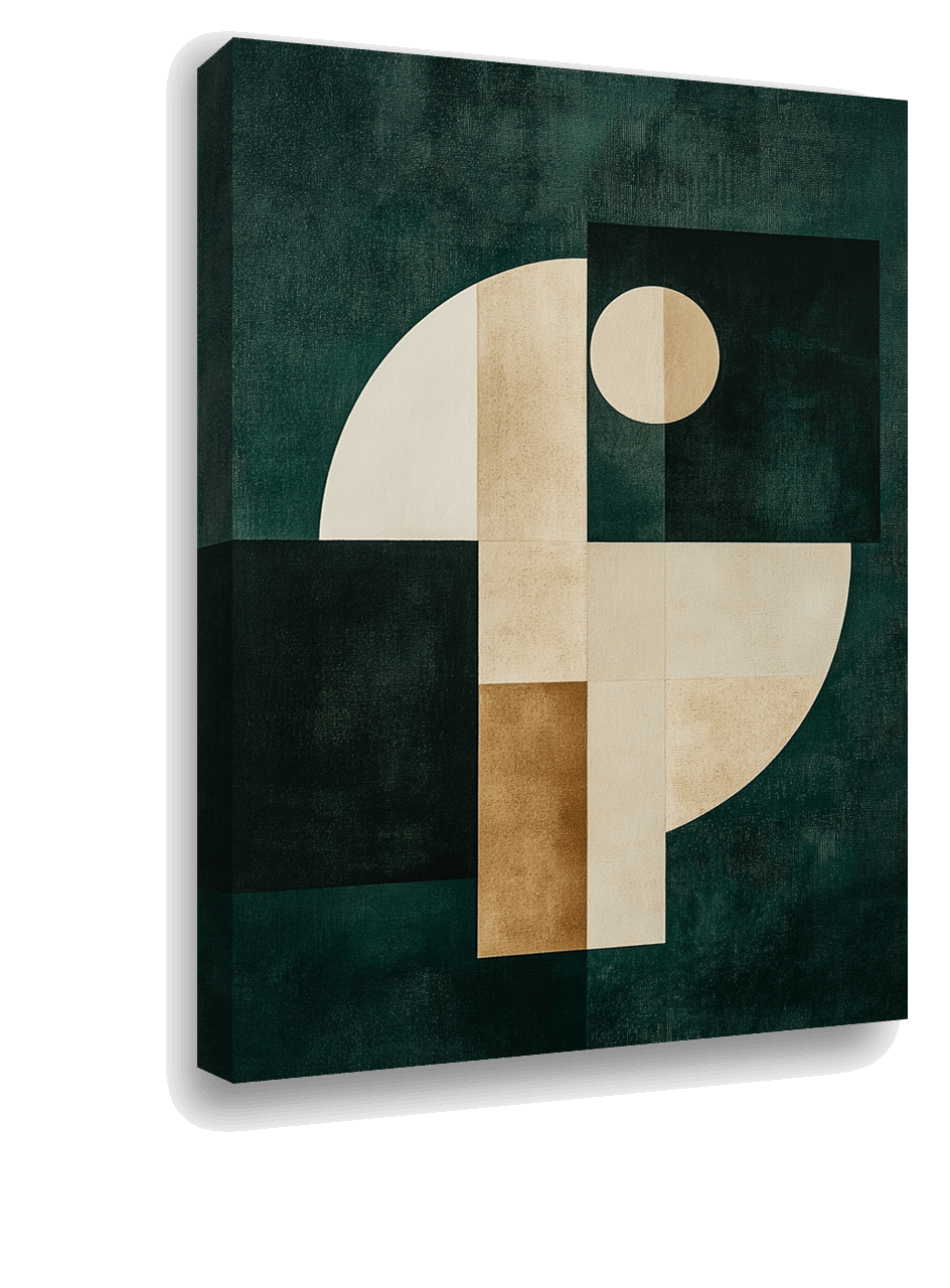 Bauhaus Harmony: Geometric Serenity in Green and Beige