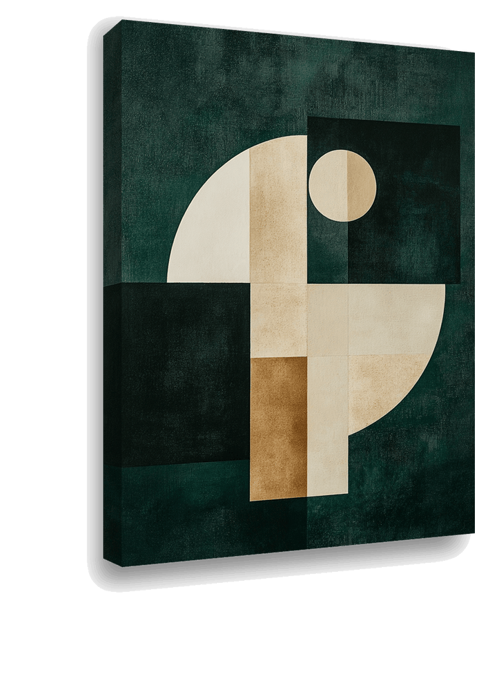 Bauhaus Harmony: Geometric Serenity in Green and Beige