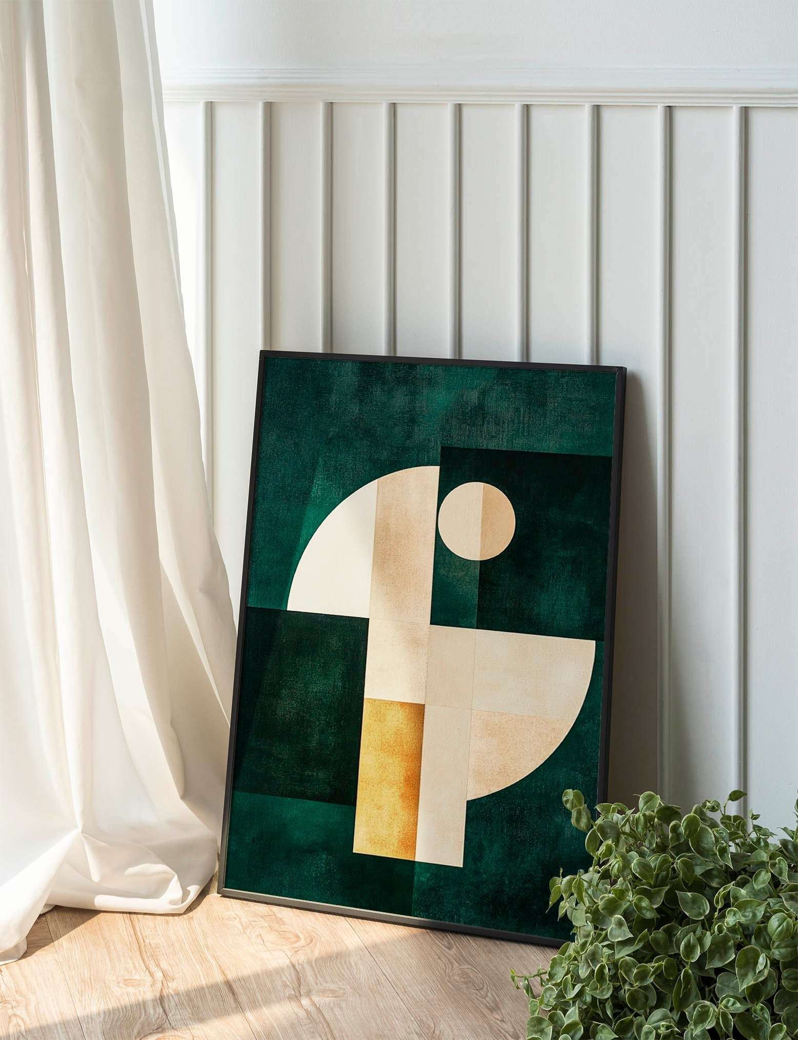 Bauhaus Harmony: Geometric Serenity in Green and Beige
