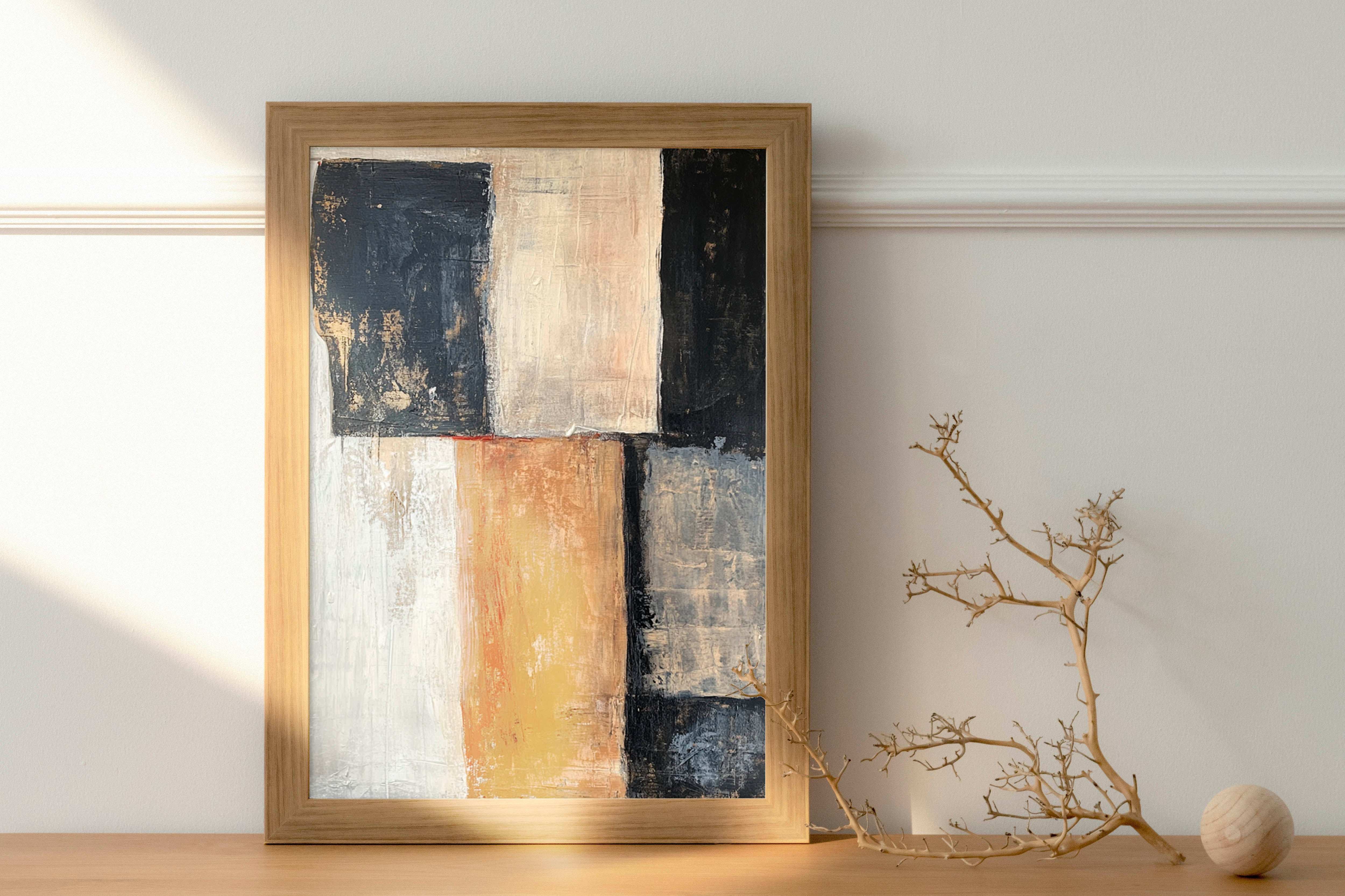 Timeless Blocks: Rustic Elegance in Black and Beige