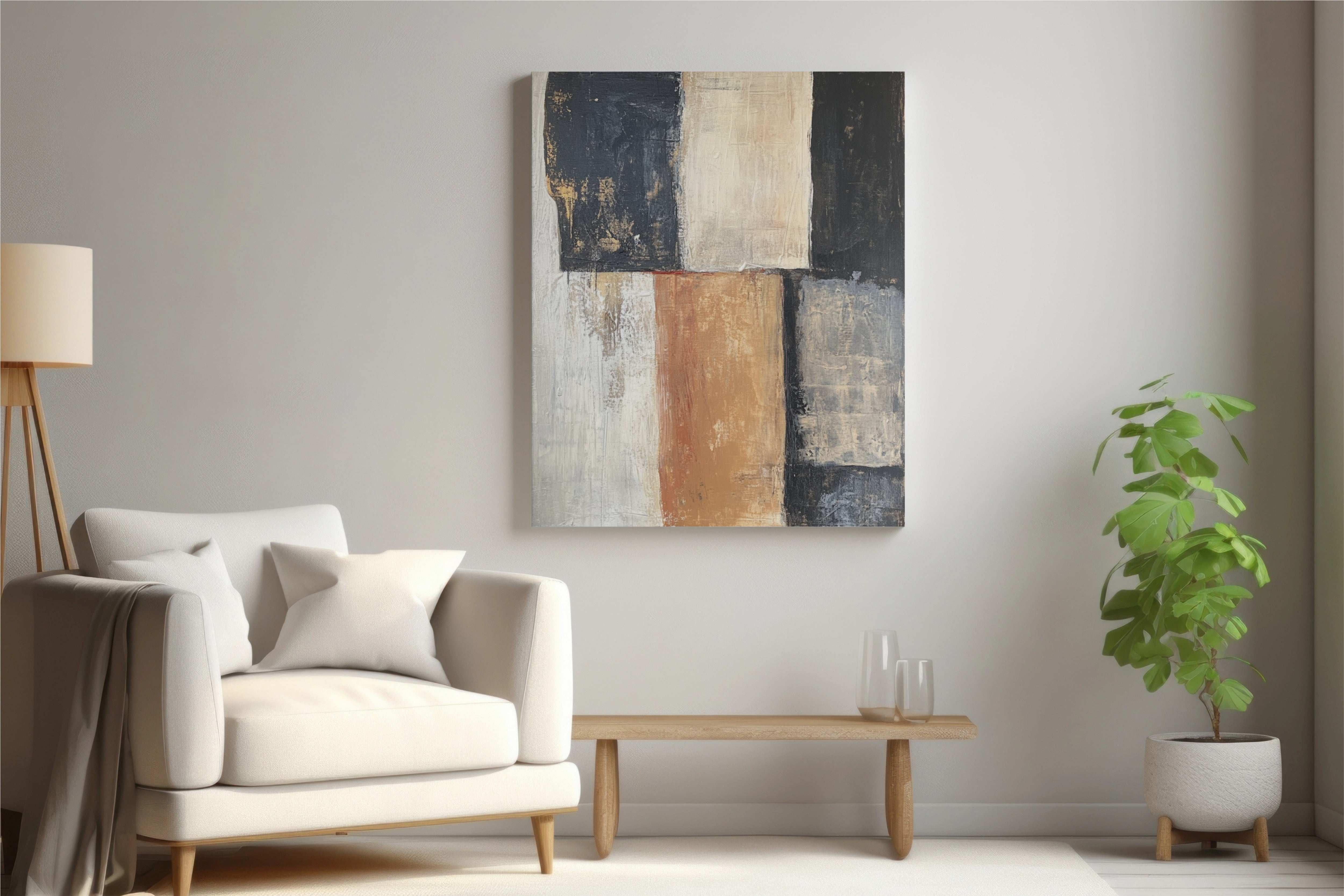 Timeless Blocks: Rustic Elegance in Black and Beige