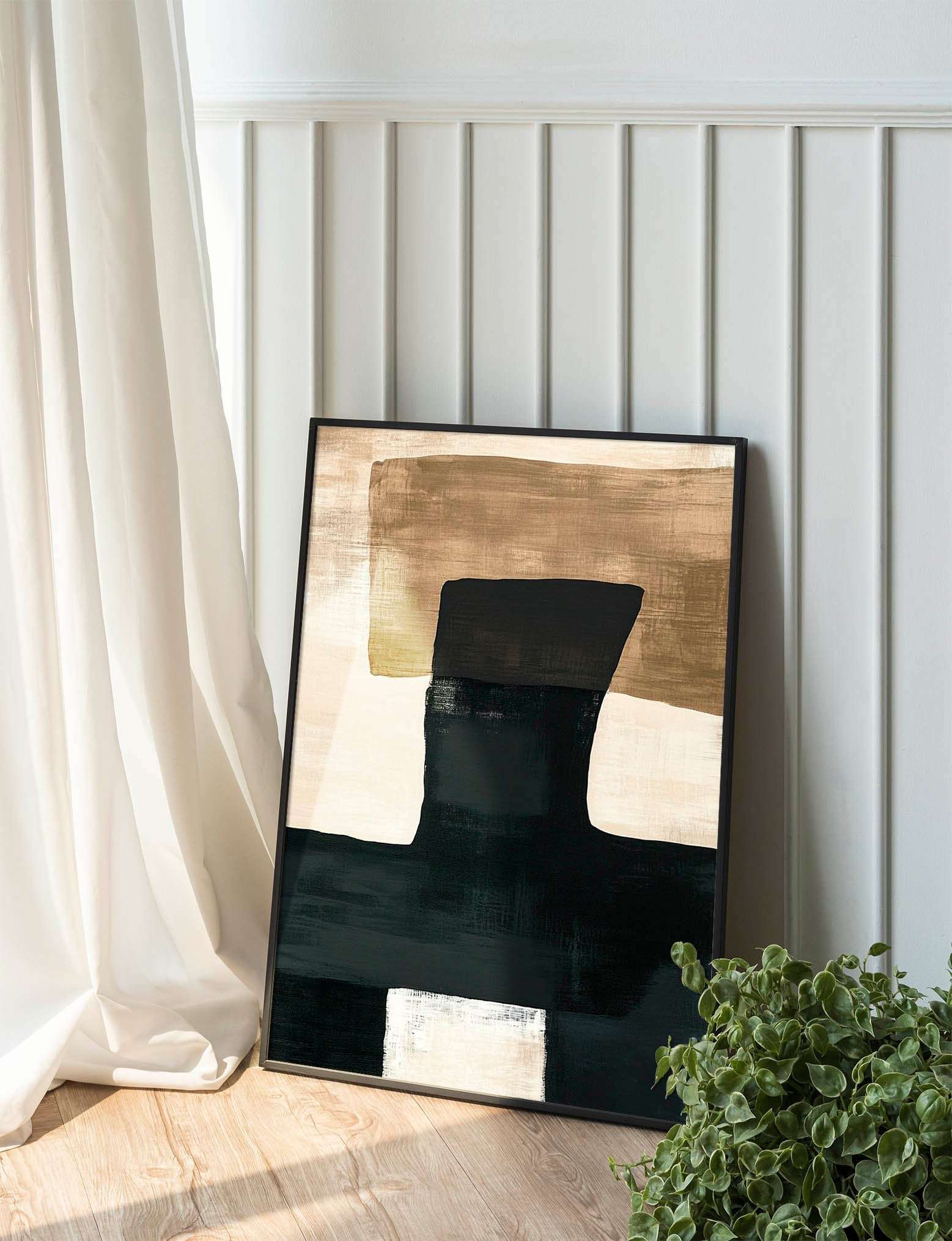 Subtle Dynamics: Beige and Black Composition