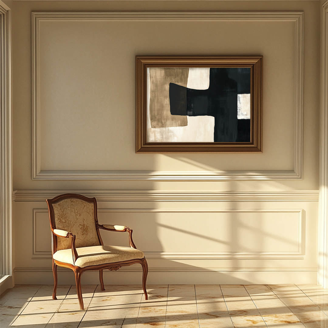 Subtle Dynamics: Beige and Black Composition