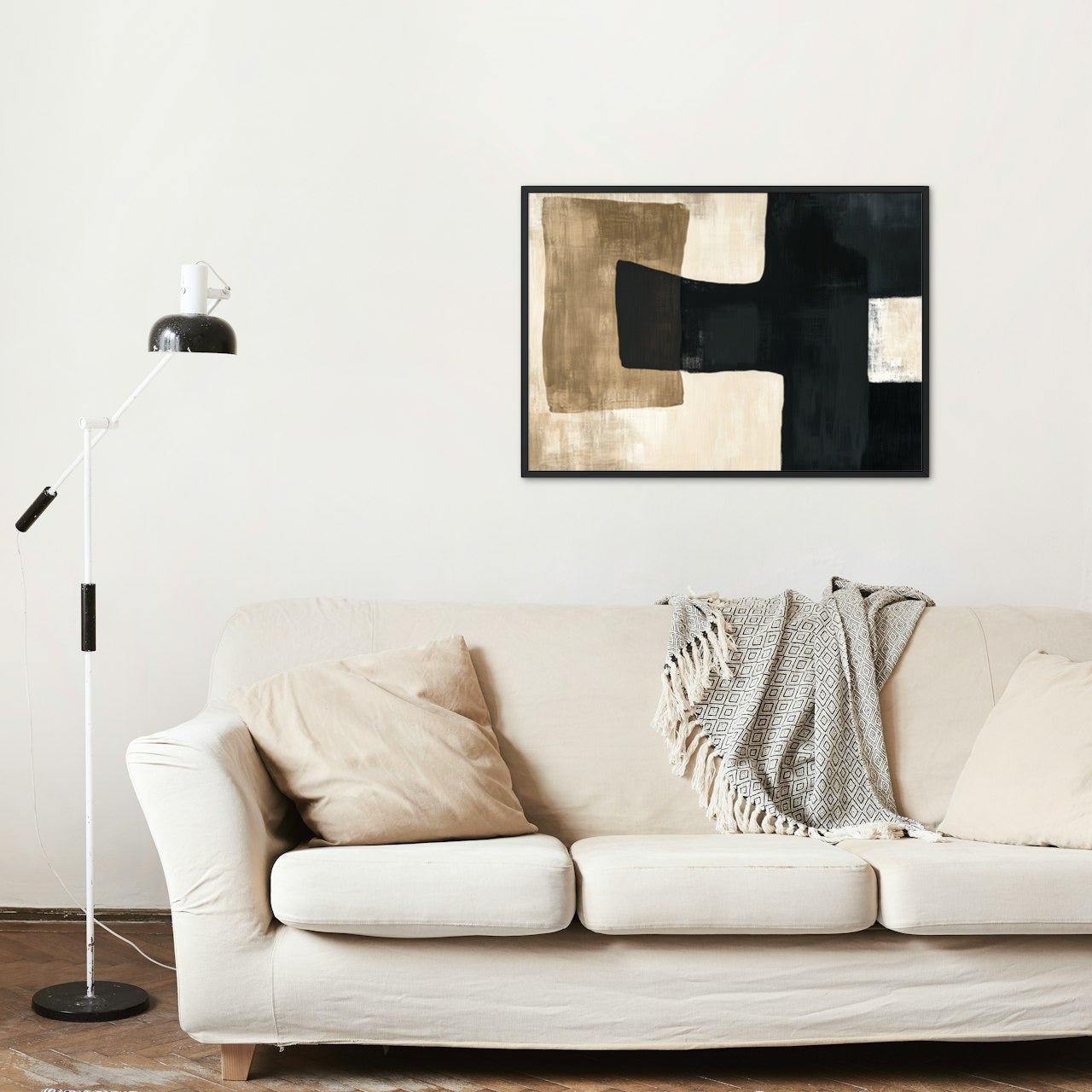 Subtle Dynamics: Beige and Black Composition