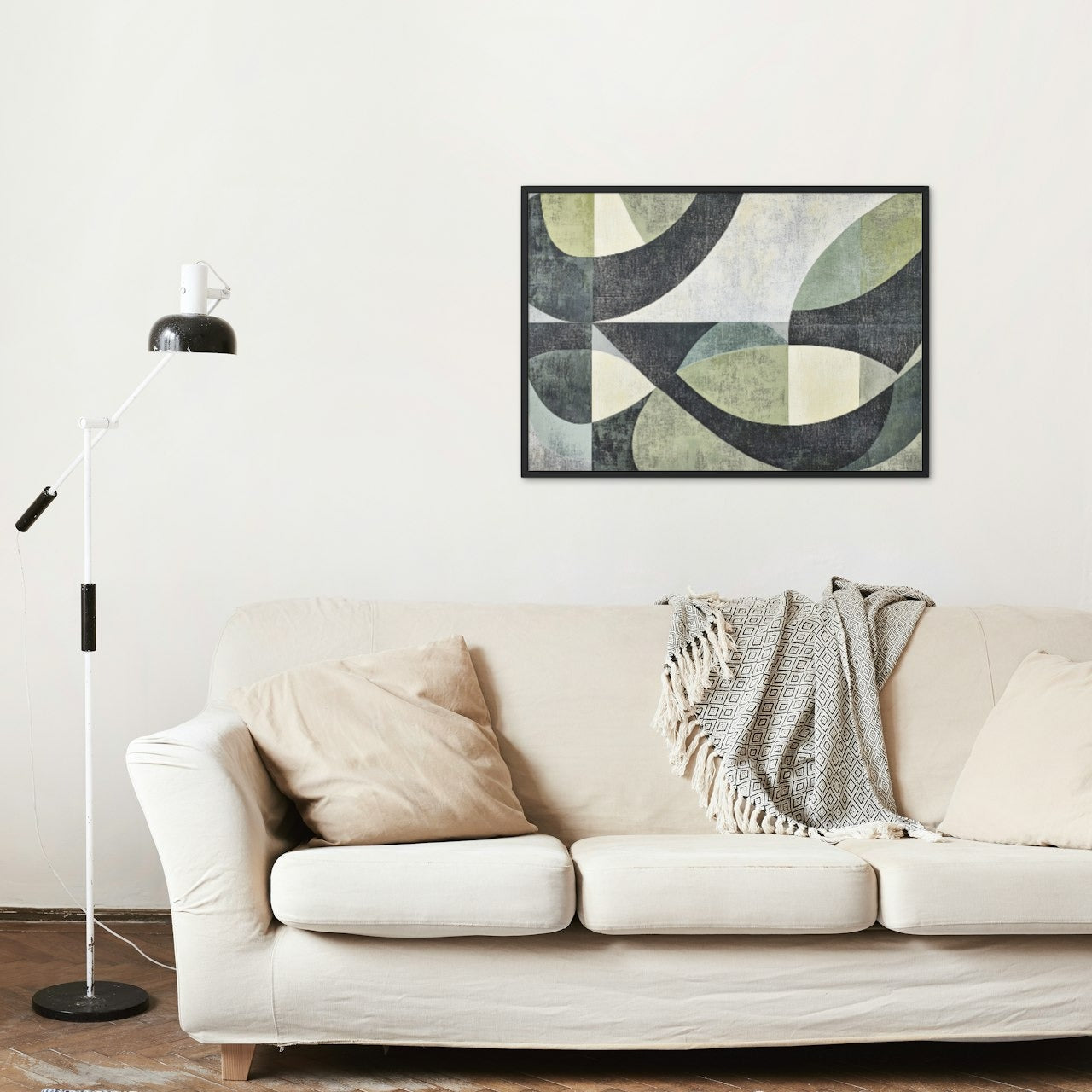 Modern Elegance: Sage Green and Gray Geometric Art