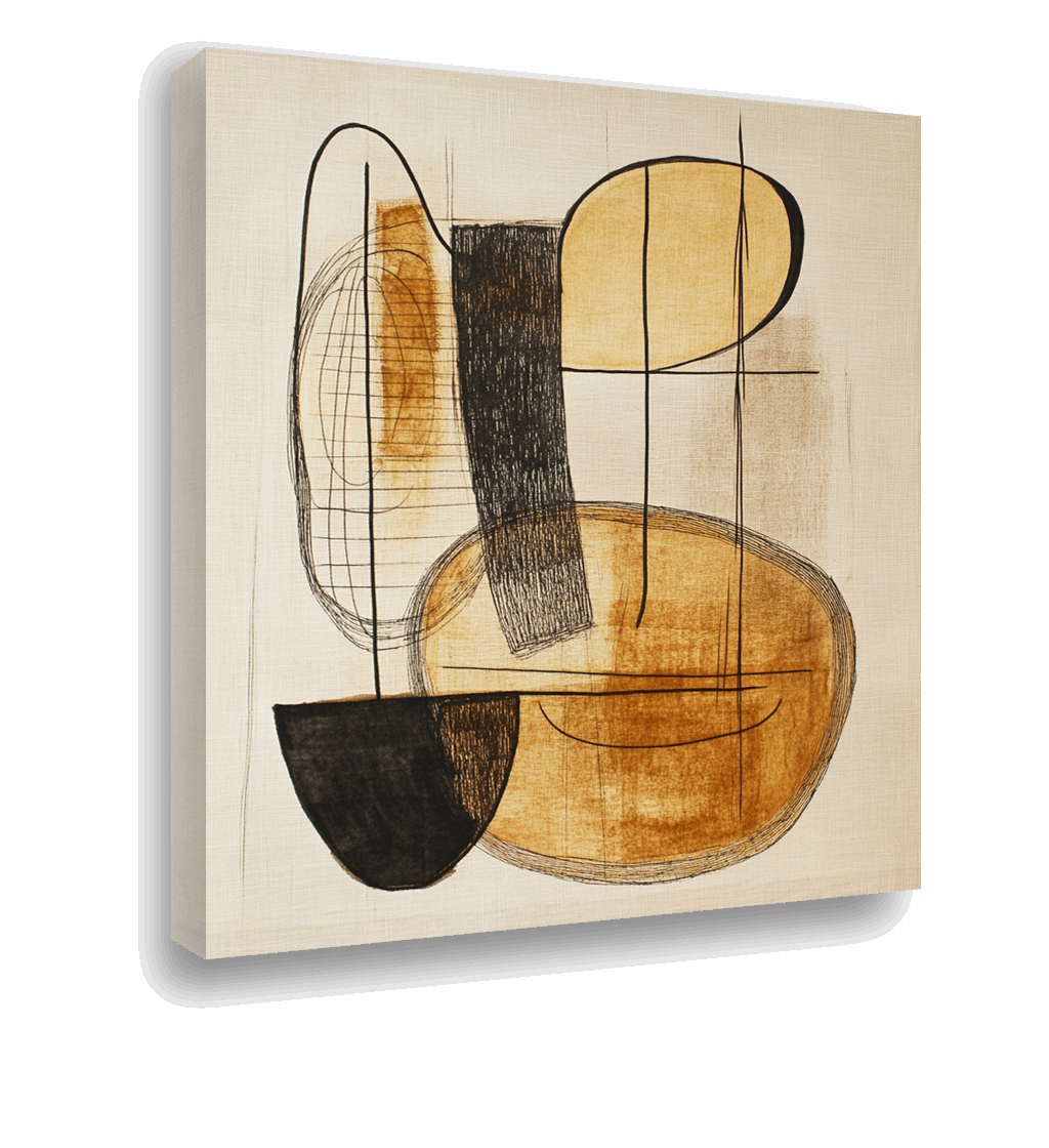 Harmonious Balance: Abstract Shapes in Cream and Yellow