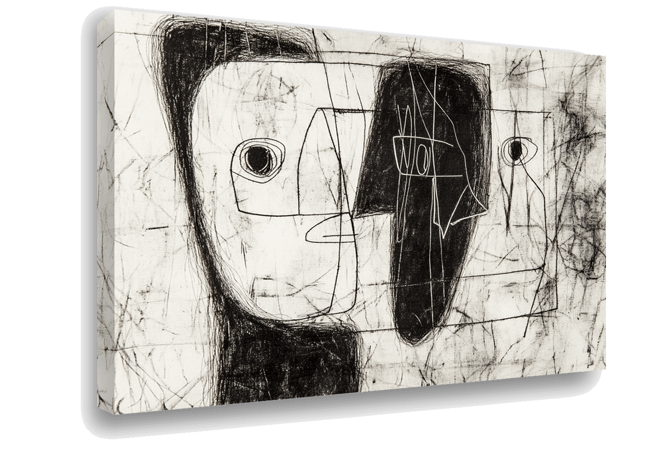 Dual Perspectives: Black and White Abstract Faces in Picasso's Style