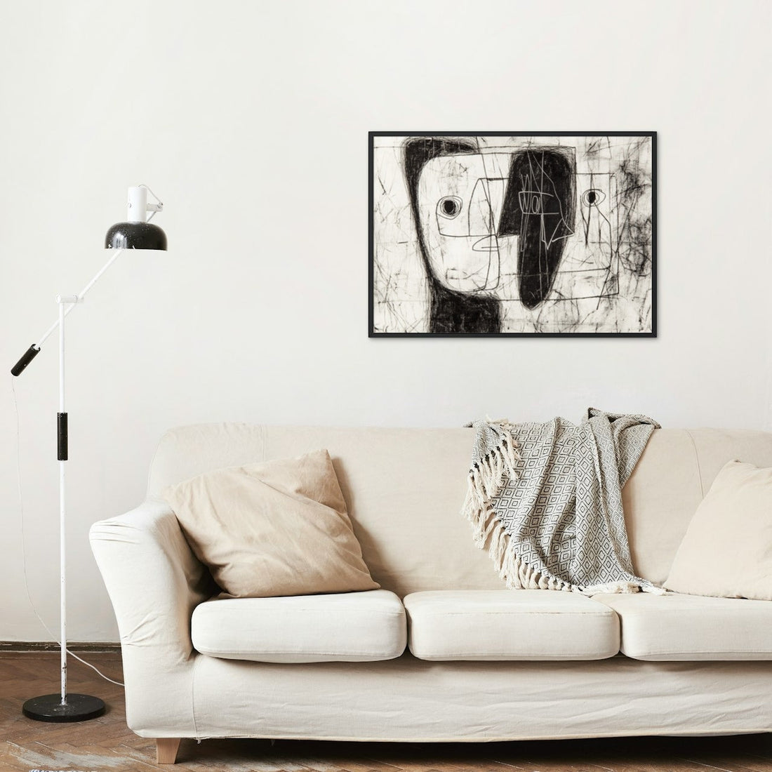 Dual Perspectives: Black and White Abstract Faces in Picasso's Style