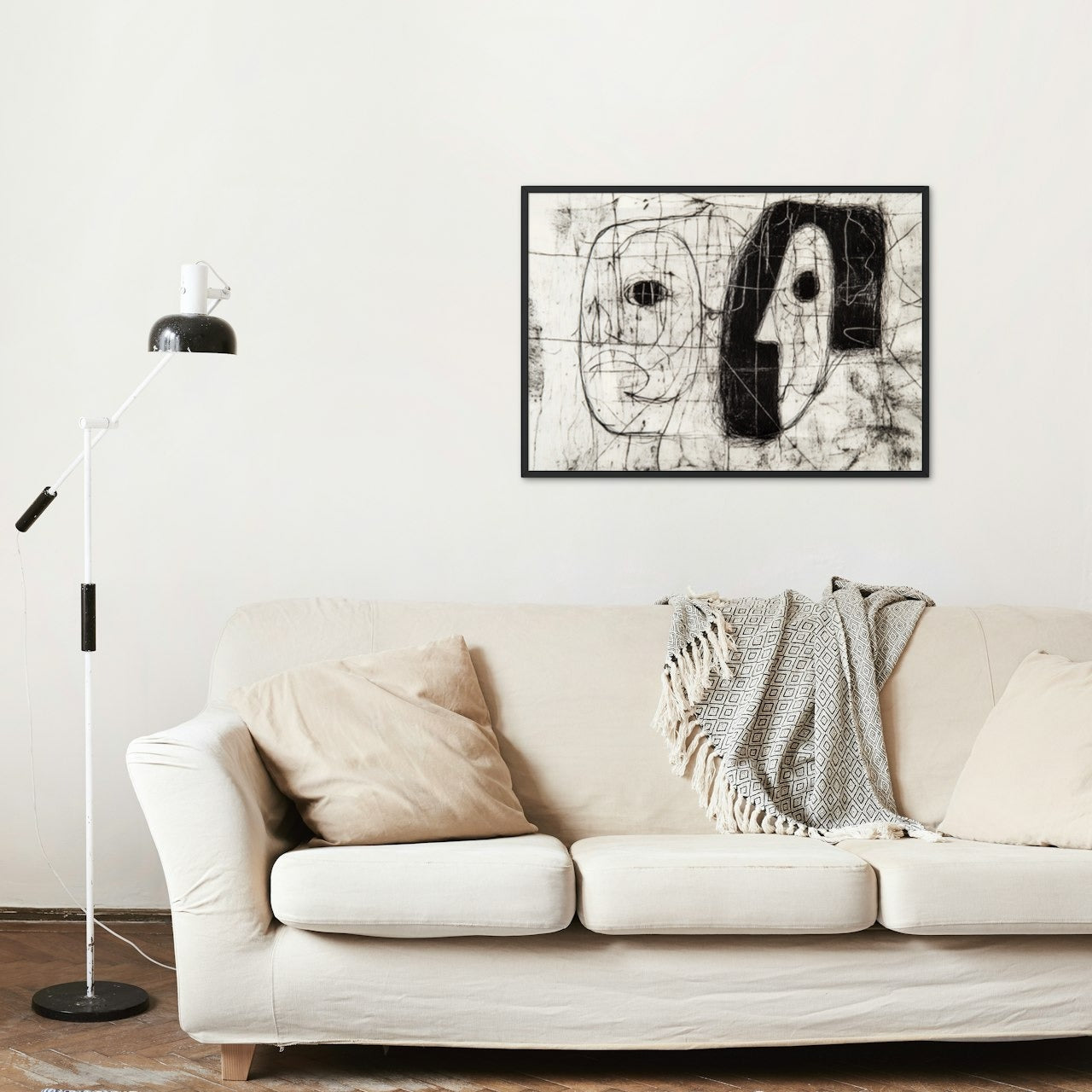 Monochrome Visions: Dual Faces in Picasso's Cubist Style