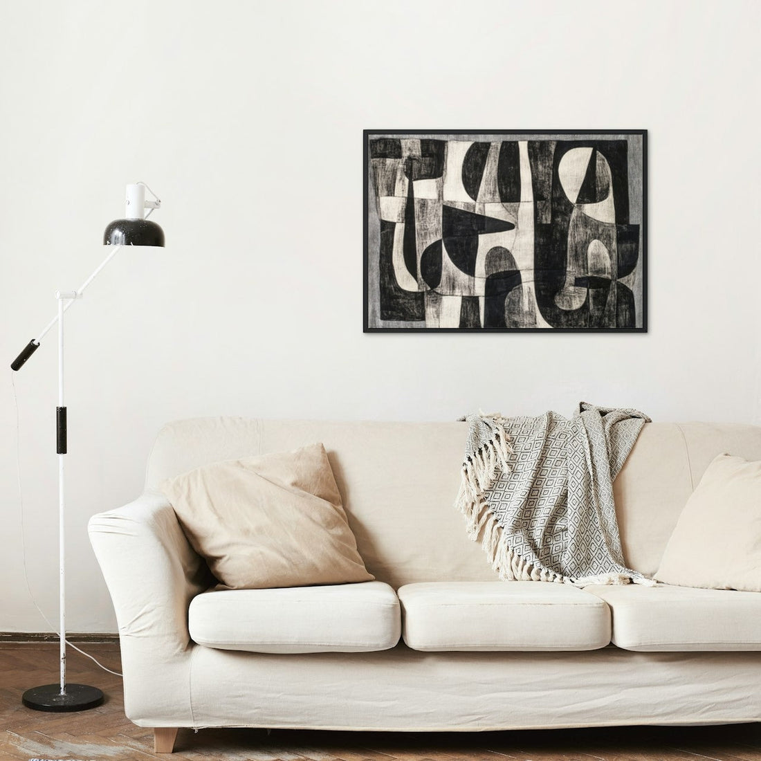Typographic Abstraction: Bold Lettered Canvas Art in Monochrome