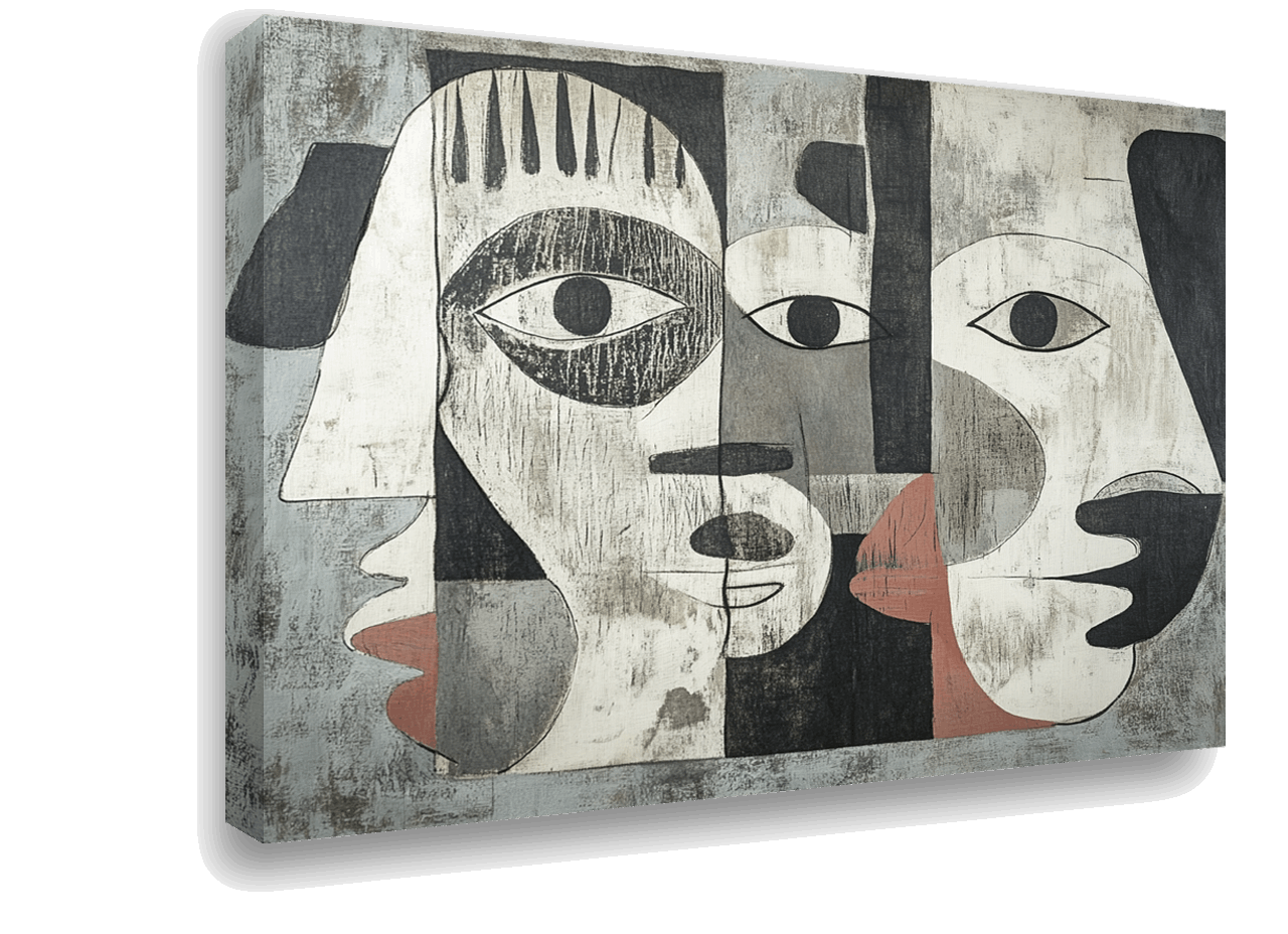 Cubist Faces: A Minimalist Abstract Expression Picasso Inspired