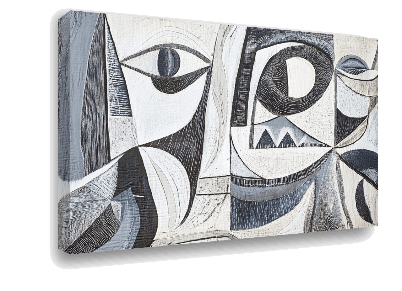 Abstract Cubist Faces: Minimalist Picasso-Inspired Portrait