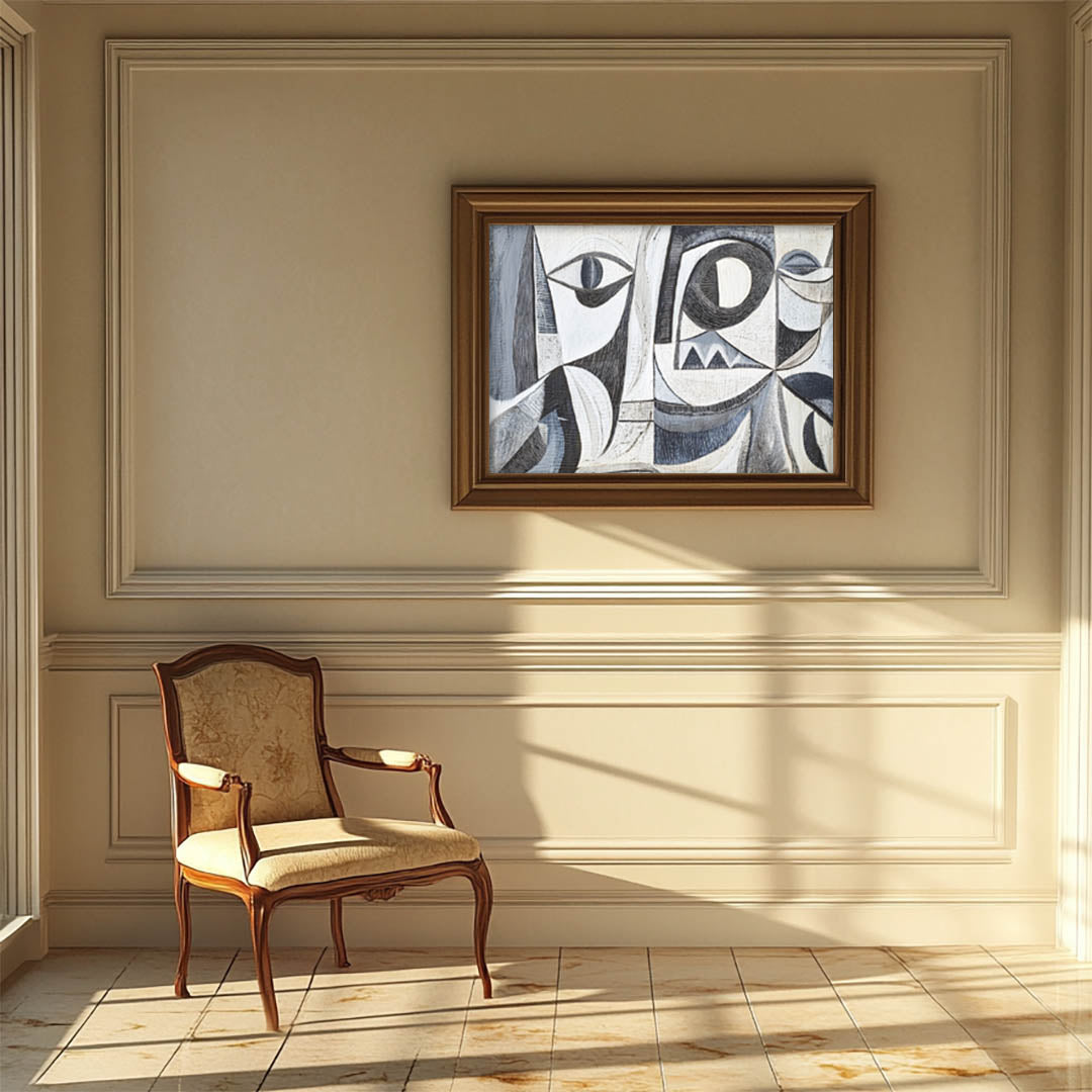 Abstract Cubist Faces: Minimalist Picasso-Inspired Portrait